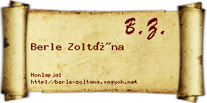 Berle Zoltána névjegykártya